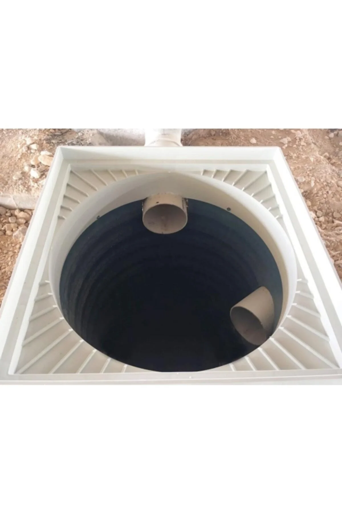 Ø 300 MM DÜZ PLASTİK RÖGAR MENHOL KAPAK VE ÇERÇEVE KORUGE BORU
